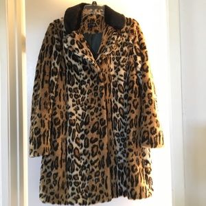 Topshop leopard faux fur coat